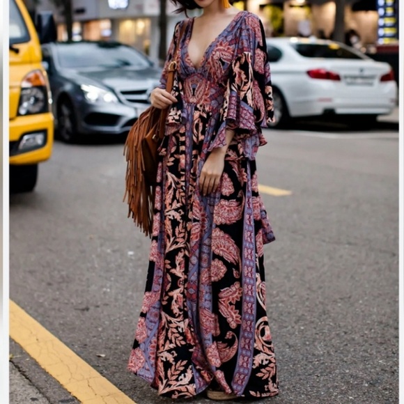 Free People Dresses & Skirts - FREE PEOPLE FERN MAXI DRESS BOHO US 12 - LARGE